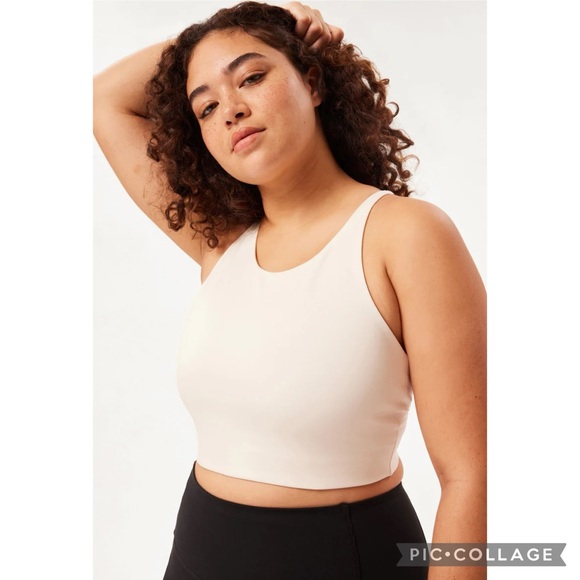 Girlfriend Collective Topanga Halter Sports Bra: Ivory - XL - Picture 6 of 8